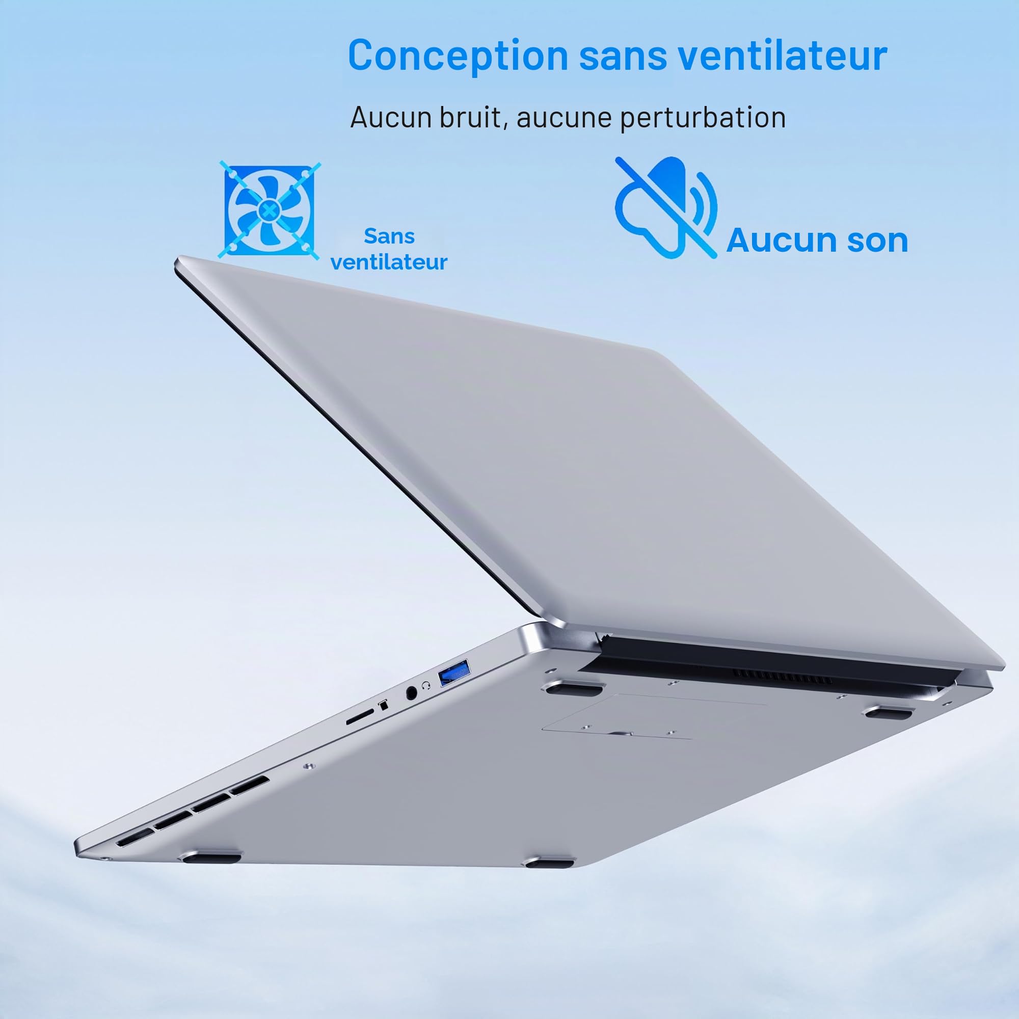 PINSTONE PC Portable de 14 Pouces Celeron N4000 (jusqu'à 2,6 GHz) 6GB RAM 128GB SSD, Laptop Computer Support WiFi 2.4 / 5G, Bluetooth 5.0, Ordinateur Portable étudiant/Bureau avec Souris.
