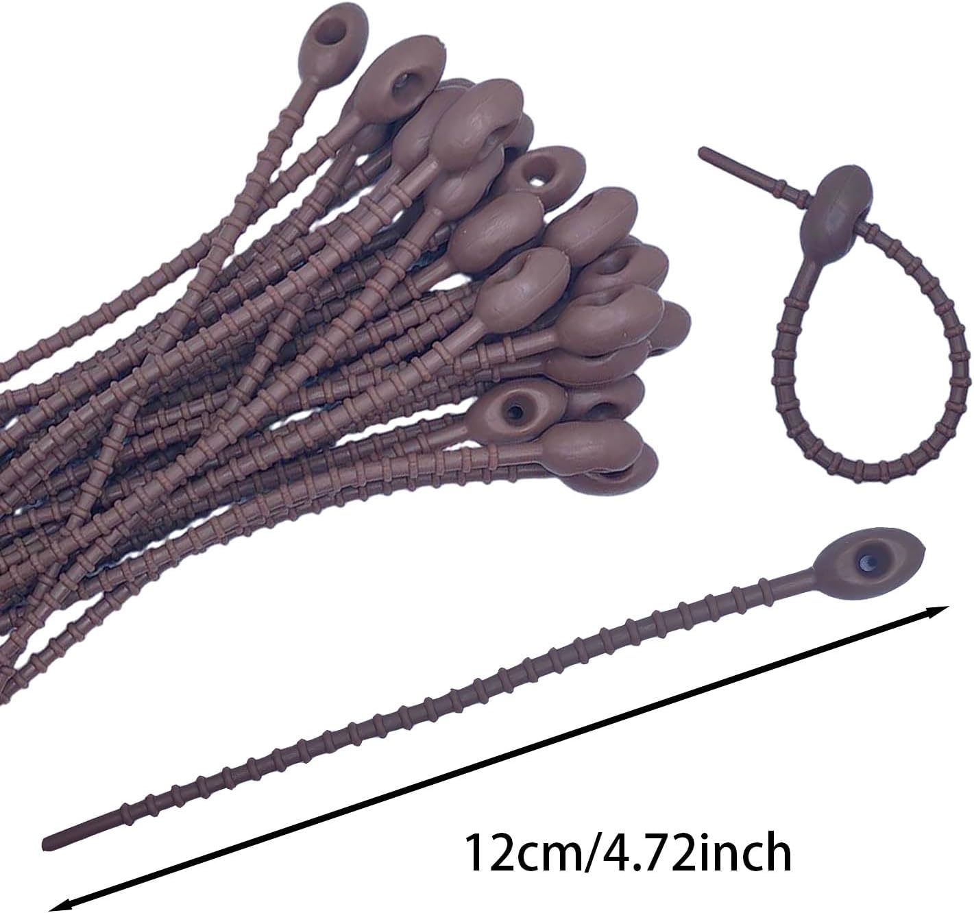 30pcs Silicone Self Locking Reusable Zip Ties for Fixing Bundling Organizing 4.7in Pastel Color Soft Cord Cable Strap Multi Purpose Twist Tie Clip for Garden Plant Home Kitchen Office (Brown) image 2