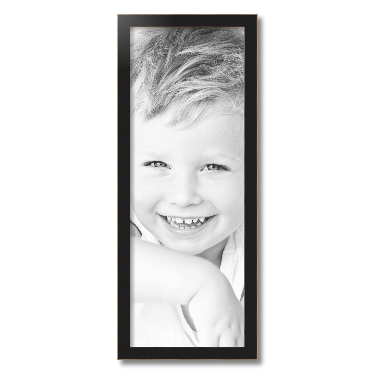 ArtToFrames 11x30 inch Black Satin with Raw Edges Picture Frame