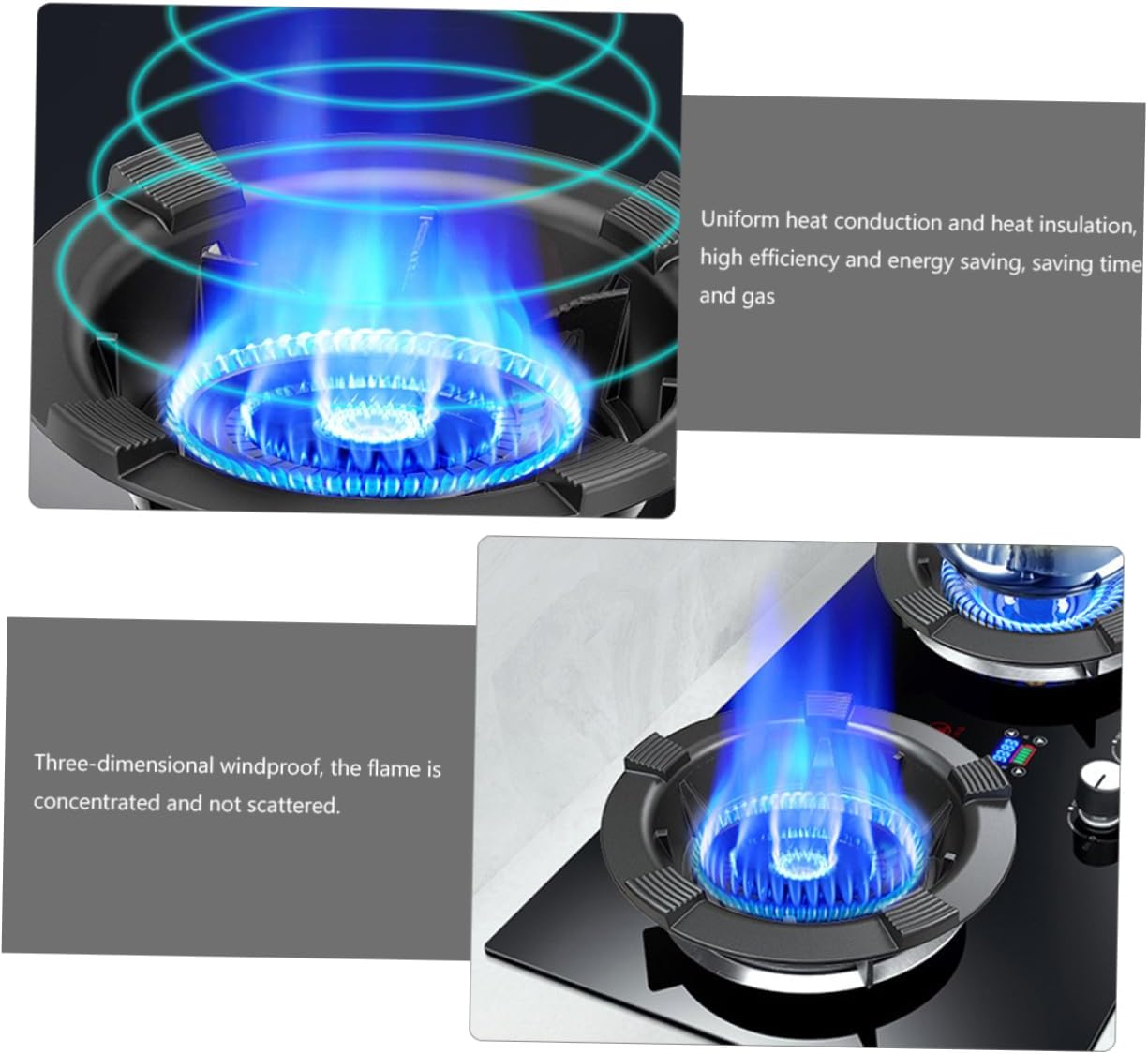 Uonlytech Wok Ring for Gas Stove Opening Cast Iron Windproof Pot Rack with Slip Design for Stability and Flame Concentration Your Gas Burners