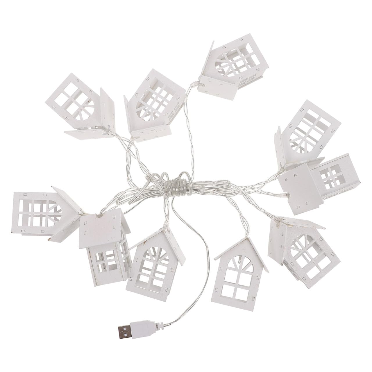 MAGICLULU 1pc Wooden House Light String LED Decor LED Lights Winter Light Decoration Tree Lights Christmas Rope Holiday Hanging Lamp Pre Lit Garland Seasonal Nativity Decor White