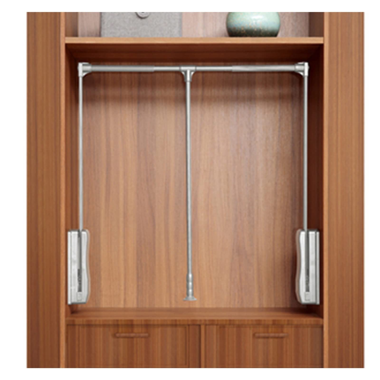 HTTGDGDH Adjustable Side-Mounted Pull-Down Closet Rod With Telescopic Handle, Heavy-Duty 20Kg Capacity Hanger Rail & Mounting Hardware, Fits 830-1150Mm Closets,600-830mm