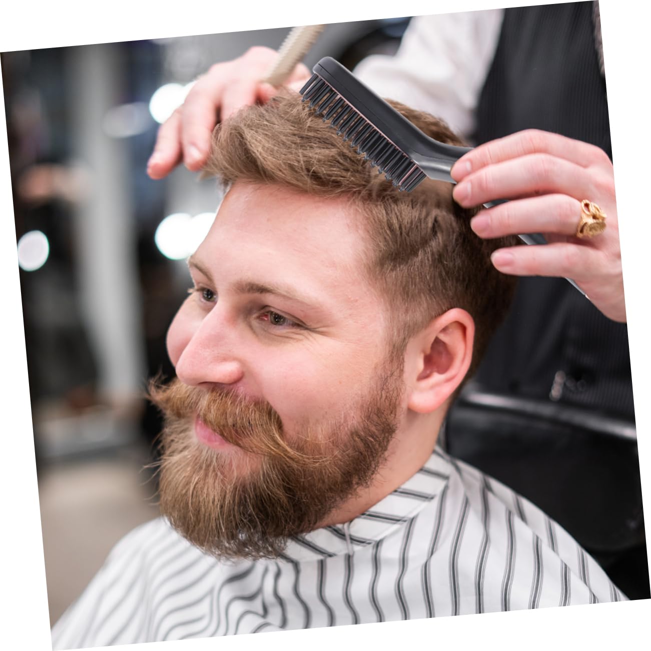 FRCOLOR Pettine Per Barba Uomo Pettine Da Parrucchiere Barba Pulizia Baffi Setole Morbide Manico Ergonomico Portatile Per Viaggi e Uso Quotidiano