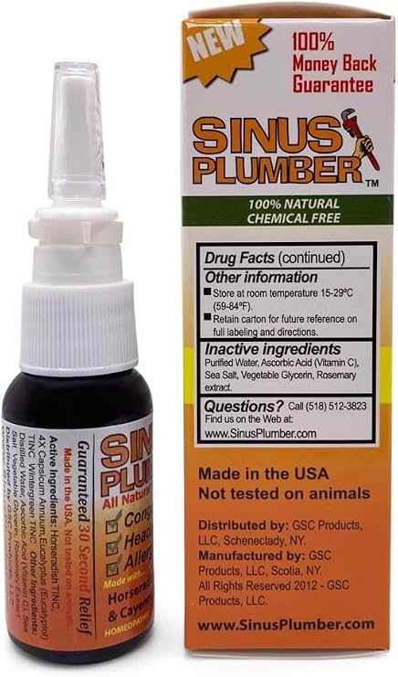 2-Pack of Sinus Plumber Allergy Nasal Spray - The Ultimate Congestion Buster with Horseradish & Capsaicin