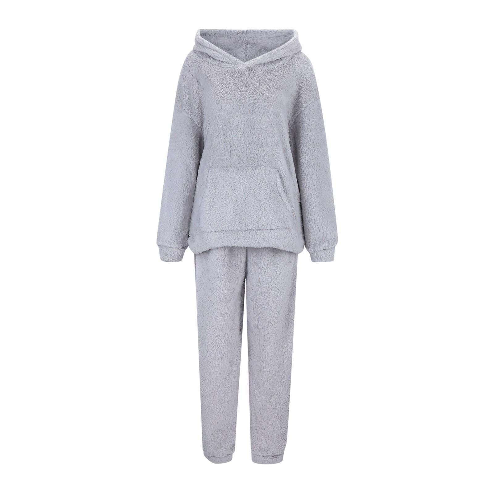 Conjunto de pijama de rizo de invierno esponjoso para mujer, ropa de descanso larga y acogedora, ropa de descanso cálida de felpa de peluche