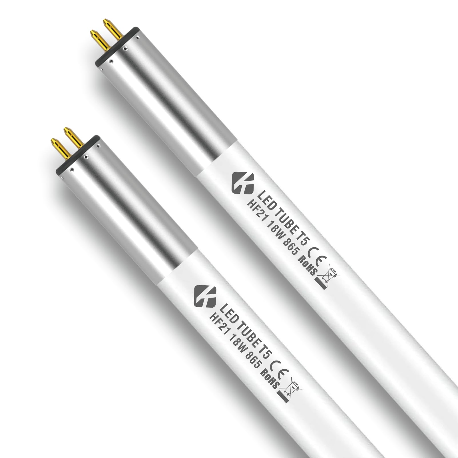 Lot de 2 tubes LED T5 Plug & Play 849 mm 6500 K 18 W Remplacement et compatibilité avec EVG KVG CFL Tube T5 HE24w/HO39w, tube fluorescent LED T5 pour éclairage de cuisine démarrage instantané