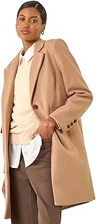 Roman Originals Tailored Single Breasted Coat for Women UK - Ladies Everyday Autumn Winter Comfy Soft Evening Vacation Work Party Night Out