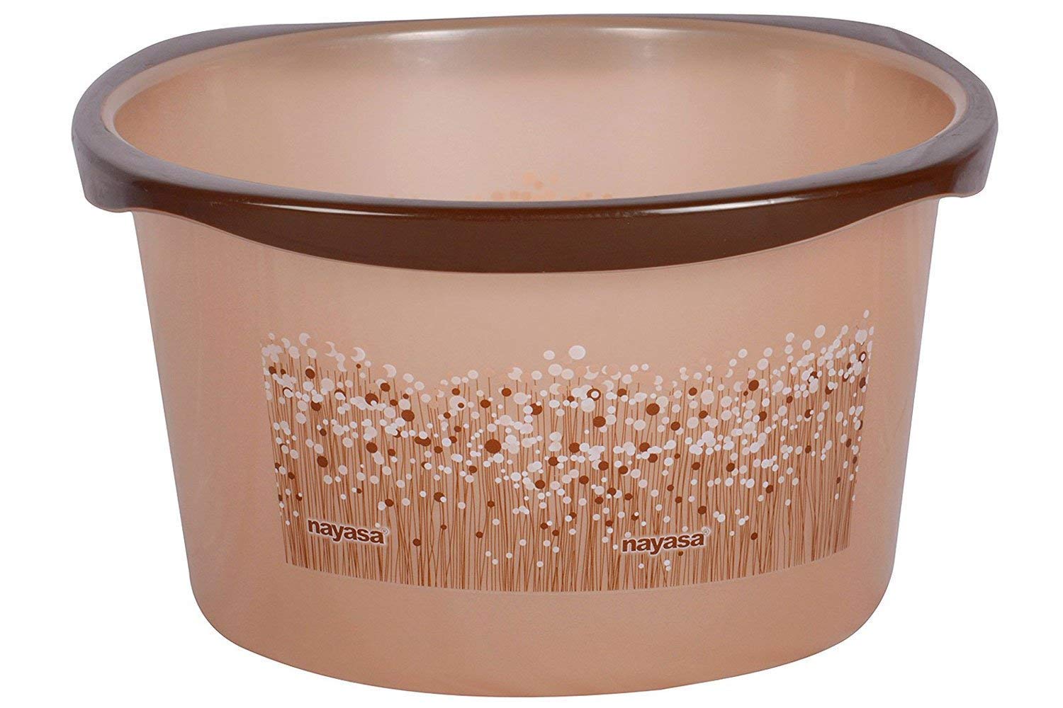 Nayasa Bathroom Bucket Set with Bathroom Mug Stool Patla,Soap Case,Dustbin and Tub - (25 Liters, Brown, 6-Pieces) 1