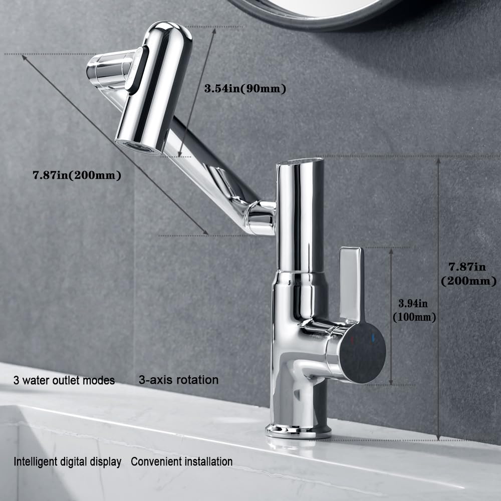 Rubinetto di temperatura intelligente, maniglia singola – Rubinetto per lavello da bagno e rubinetti da cucina (cromato)