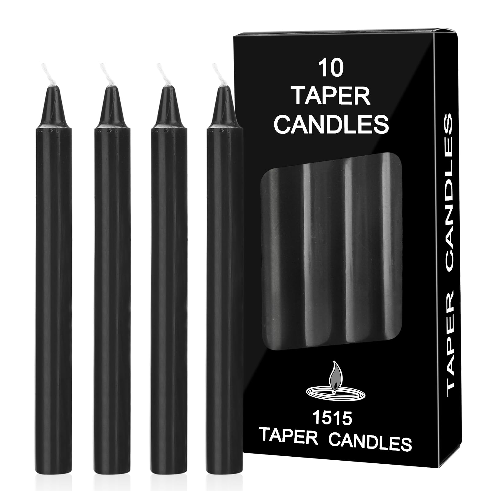10 Bougies à Tige Noires Bolosa - Longue Durée - Pour Fêtes, Dîners, Ambiance - 18x1.8cm