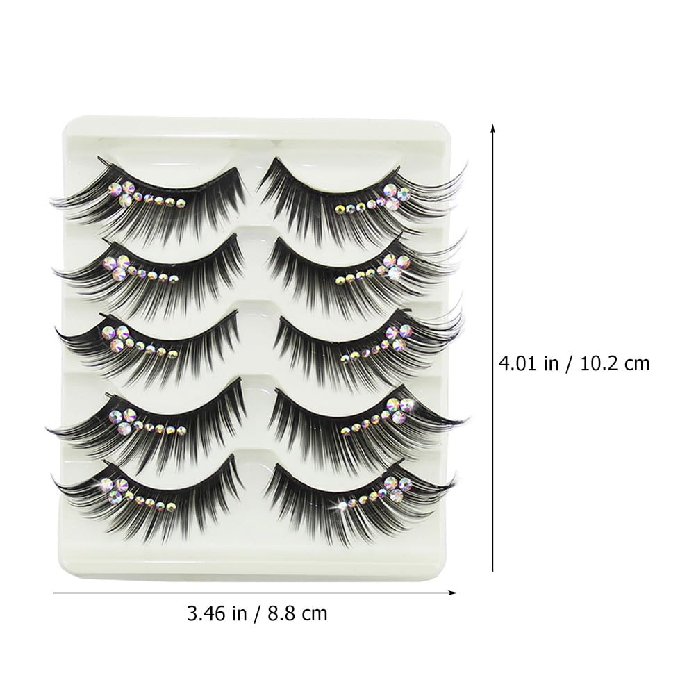 FRCOLOR Natural False Eyelashes 5 works Diamond Eyelashes Artificial Strip Lashes Eyelashes Fiber Natural False Lashes - Image 2