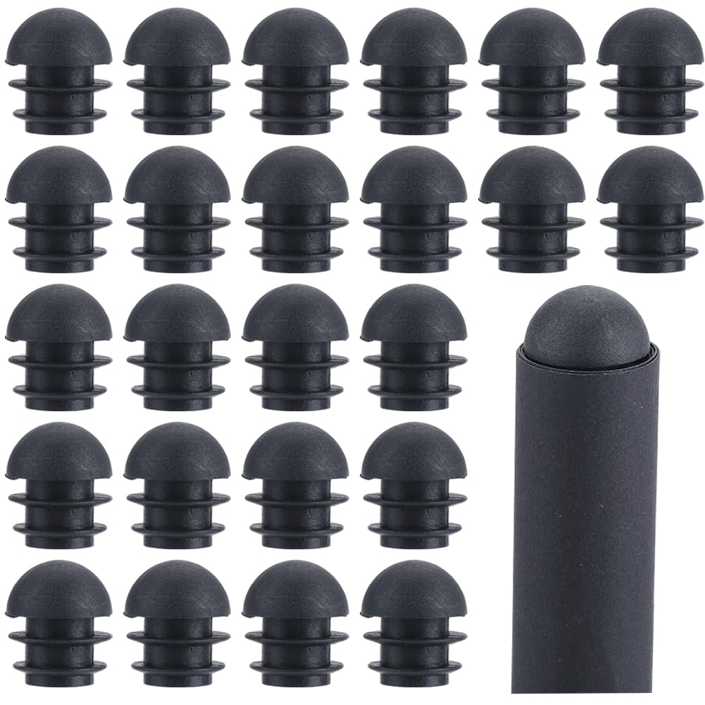 GORGECRAFT 60 Pieces 5/8" Round Black Plastic End Caps Chair Leg Feet Plugs Pipe Tubing Post Inserts with Round Head for Metal Table Legs Furniture
