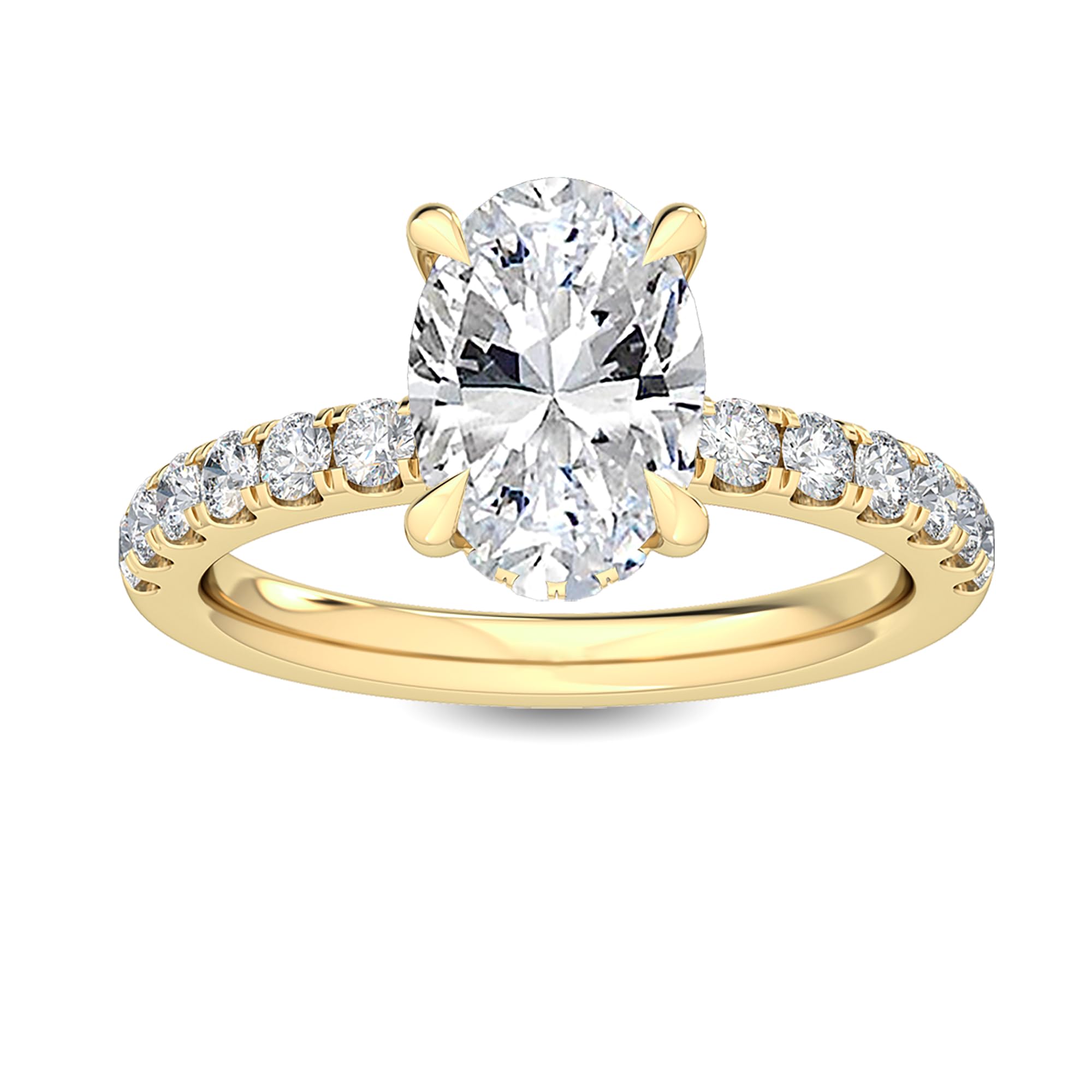 Houston Diamond District 1-5 Carat ctw Yellow Gold LAB GROWN Diamond Hidden Halo Engagement Ring Color D-E Clarity