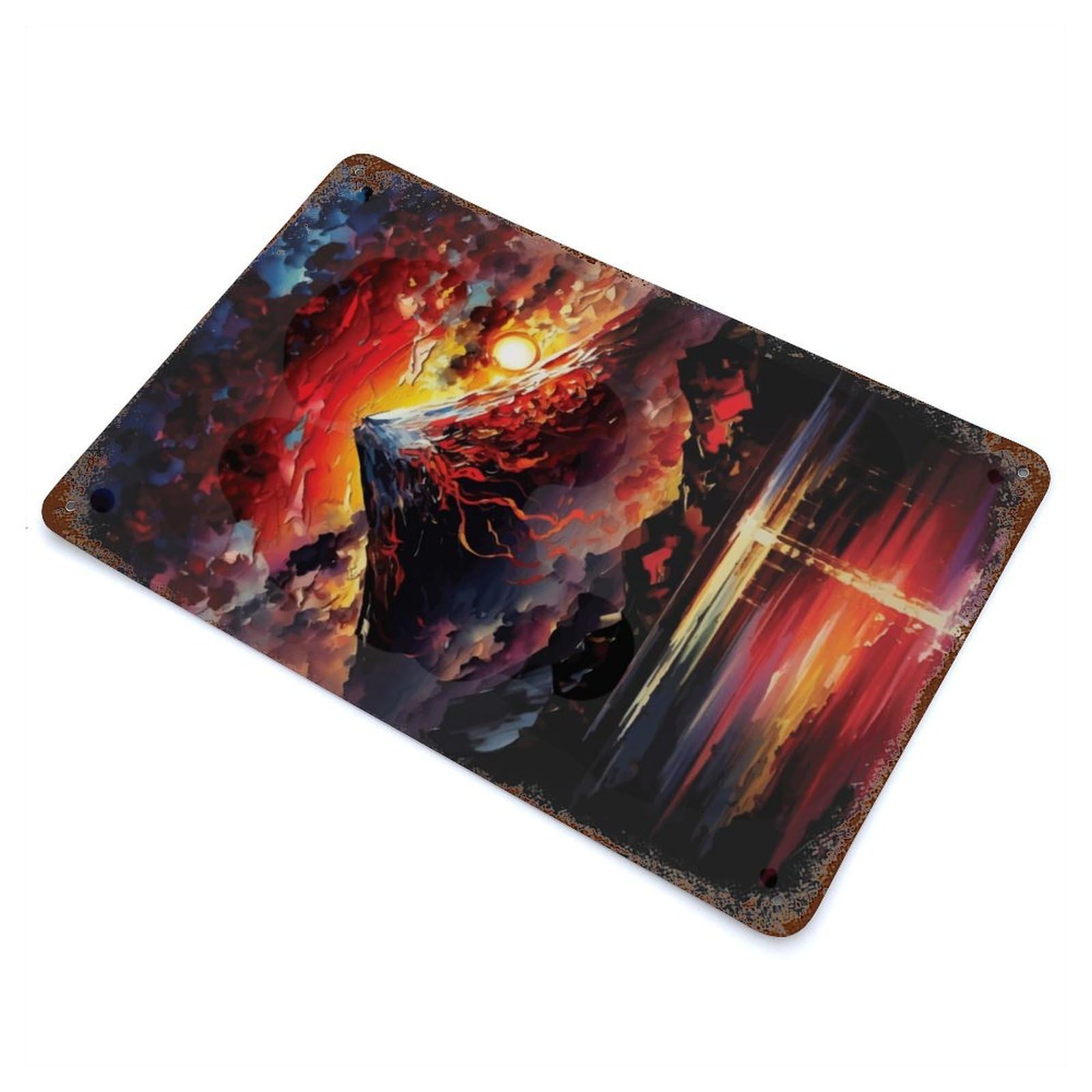 Sunset over Mount Fuji Weathered Tin Sign 11.8"x7.9", for Garage, Bar And Workshop Decor, Vintage Wall Decor