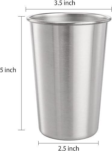 Miniatura 2 de Tosnail Paquete de 6 vasos de acero inoxidable de 16 onzas vasos de metal irrompibles vasos de agua para niños adultos uso en interiores y