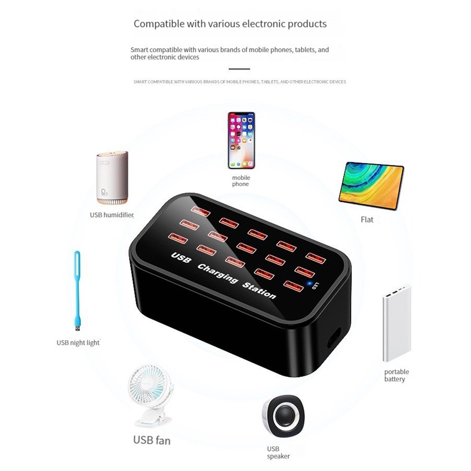 Chargeur USB 16 Ports pour téléphone Portable, Multi-Ports, Prise USB 100W, adapté aux tablettes et téléphones