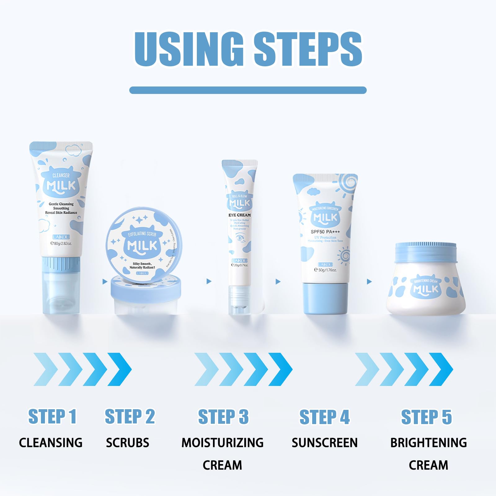 FEXPDL 7 Piece Milk Skin Care Sets & Kits Kids Skin Care Products Milk Protein Skincare Gifts for Teenage Girls Skincare Set including Cleanser - Image 4
