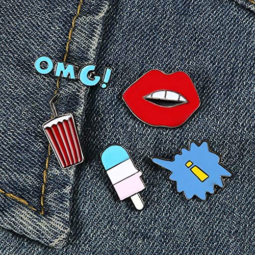 ZSCZQ cDios mo! Broche Divertido de Dibujos Animados Labios Helado Cola Pines Insignias de Esmalte de Metal Joyera de Moda Regalo para el Mejor Amigo Mochila Botn de Mezclilla Marca