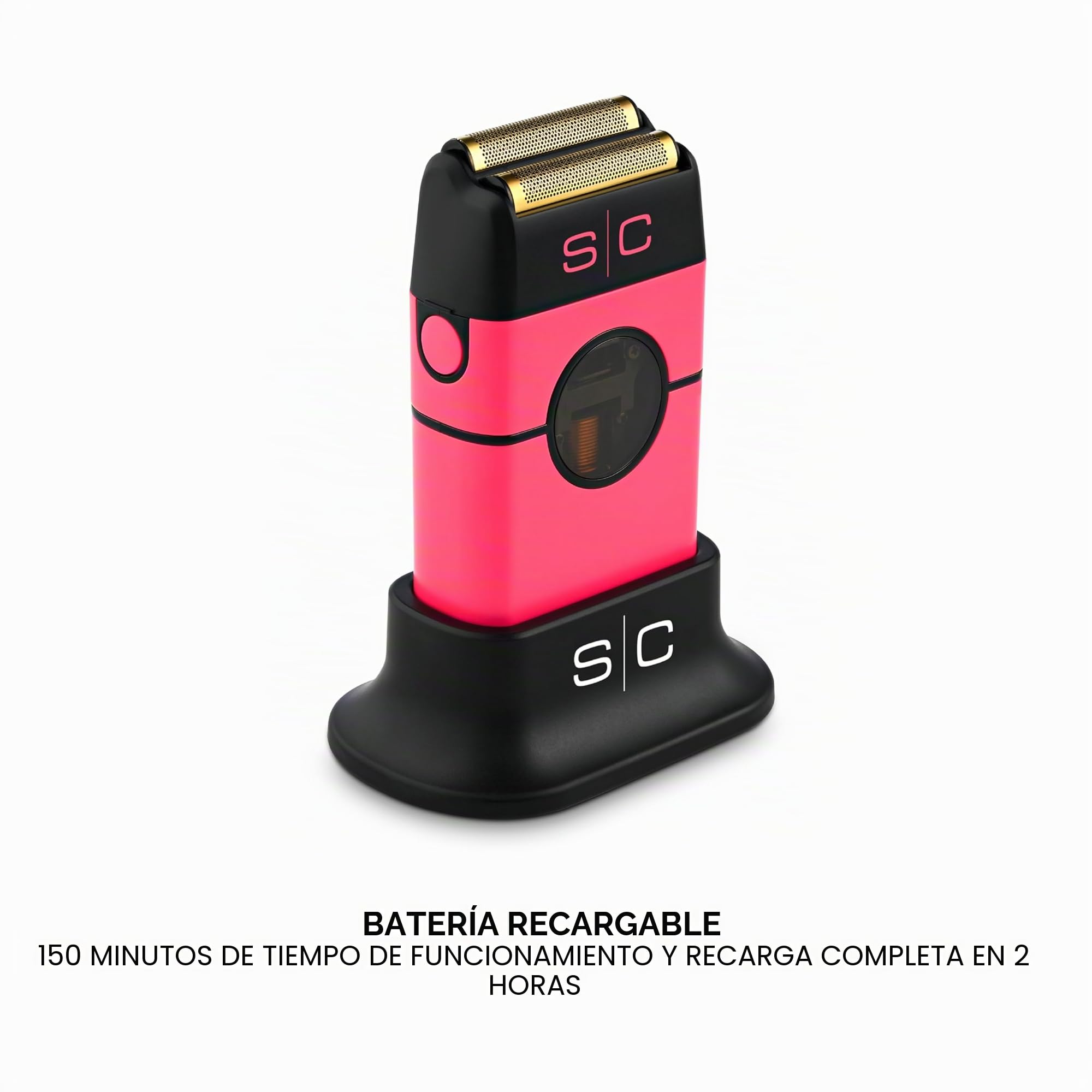 Stylecraft Instinct Afeitadora Eléctrica Profesional para Hombre by Gamma Più, Barba y Pelo, 150 min Autonomía Sin Cable, Maquinilla de Afeitar de Viaje, Cable USB Tipo C, Cuerpo Metálico (Rosa)