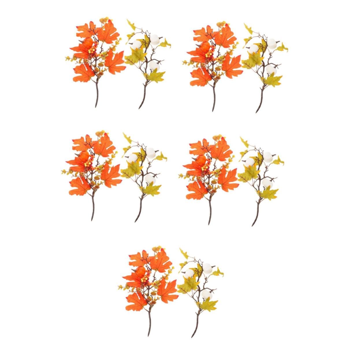 Cabilock 5 Set Ramo di Zucca Arancione Rami di Zucca di Halloween Luci di Zucca A LED di Halloween Foglie Autunnali Finte Decorazione di Zucca di Vimini Orange Plastica 2 Pezzi * 5