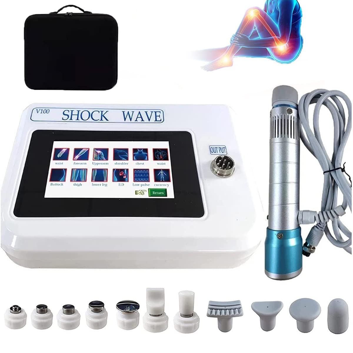 KADHI Shockwave Therapy Machine Shock Wave Electromagnetic E-D Treatment with 11 Massage Head, Shockwave Physiotherapy Instrument Pain Relief Instrument for Sports Injuries