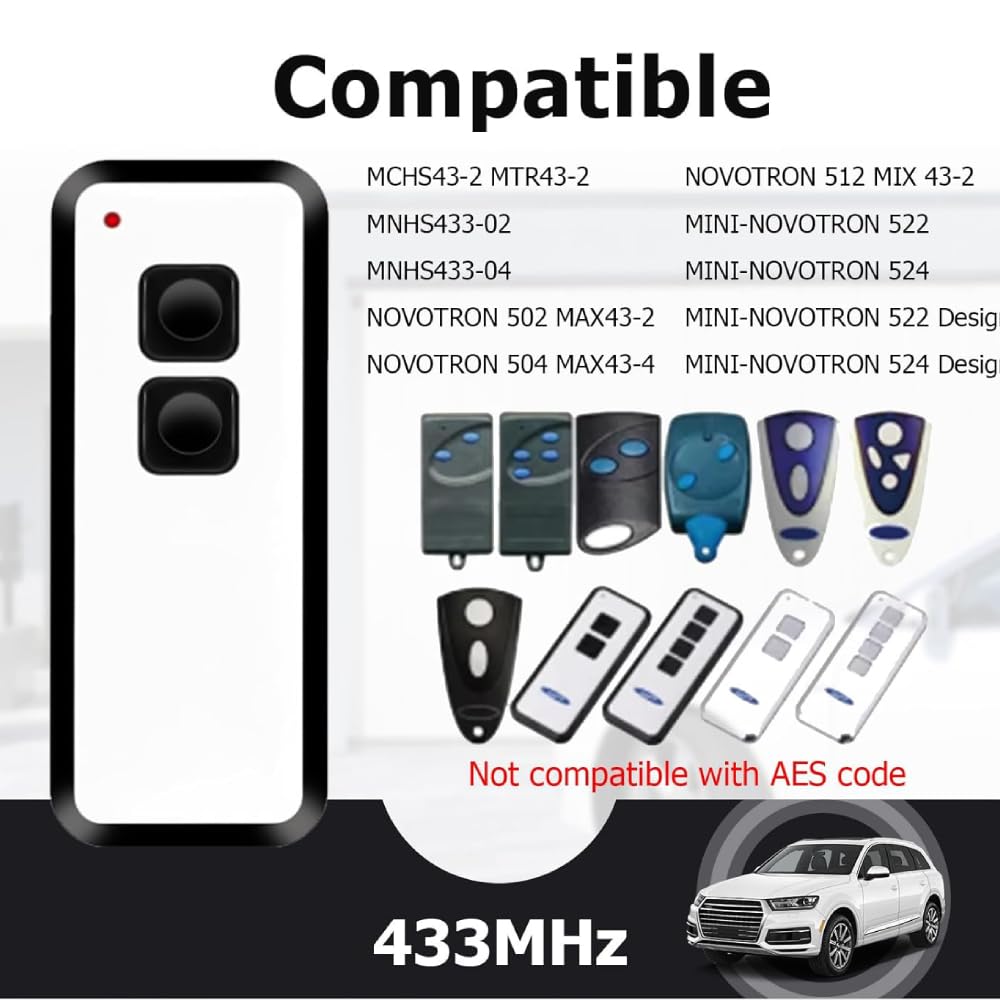 Lot de 3 télécommandes portatives pour porte de garage NOVOFERM NOVOTRON 502 522 MAX43-2 433,92 MHz