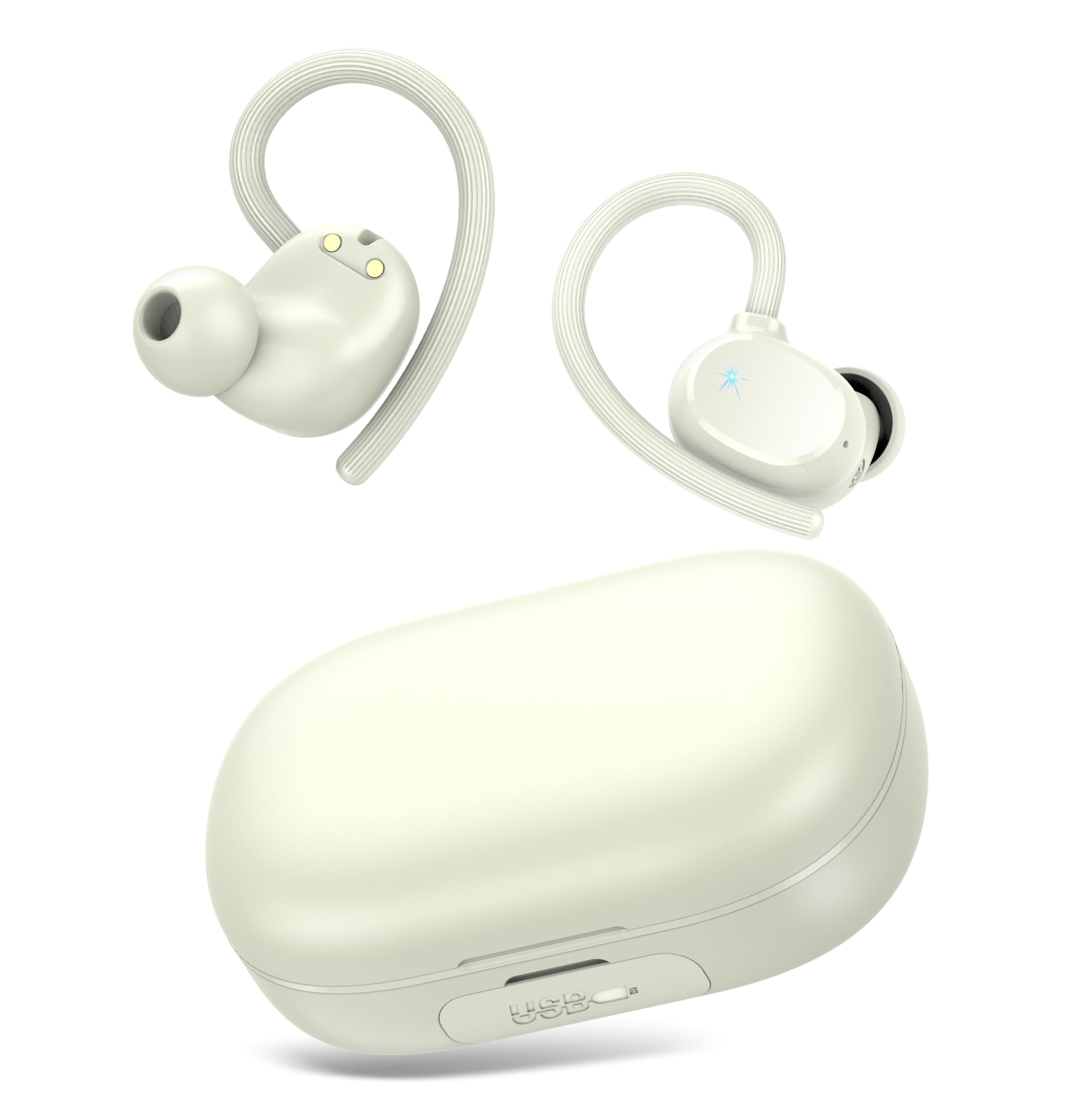 sprtoybat 2025 Bluetooth Earbuds Stereo Deep Bass Over Ear Bud with Earhooks, ENC Noise Cancelling Mic, IPX7 Waterproof Earphone for Workout/Running