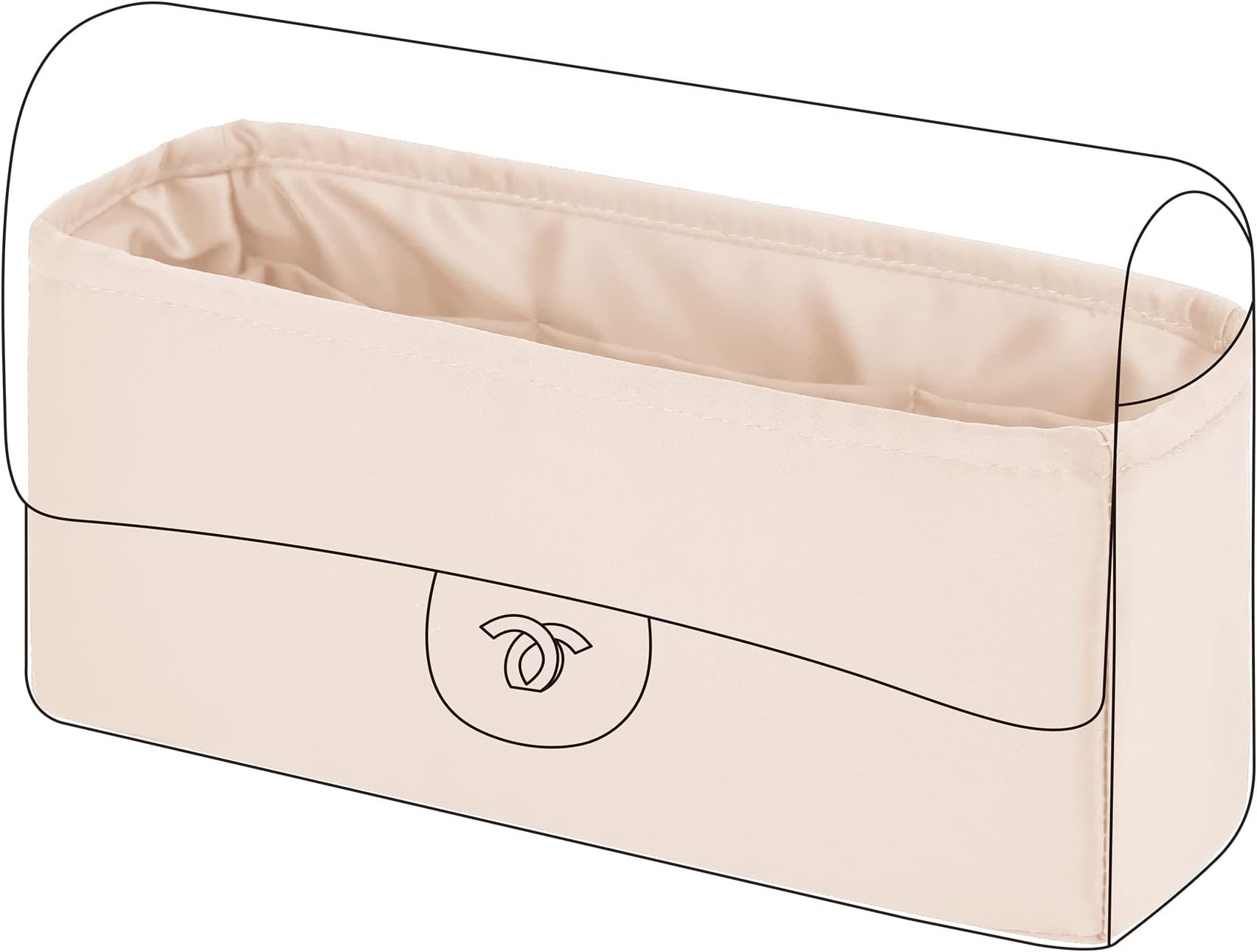 DGAZ Purse Organizer Insert For Chanel CF Bags,Silk Bag Organizer,Luxury Handbag & Tote Shaper(Craie,Medium 25)