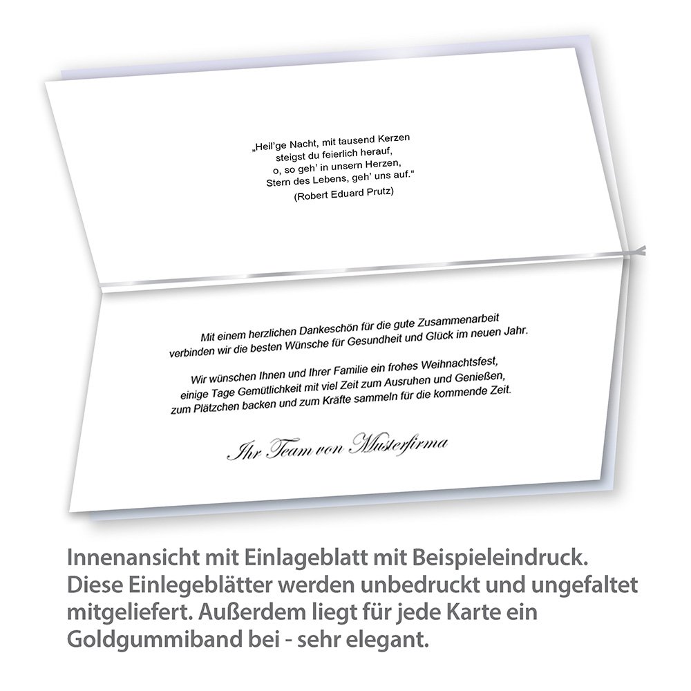 tatmotive Weiße Weihnachten Weihnachtskarten Set (50 Sets) mit Umschlag und mit Einlegeblätter Einleger zum bedrucken