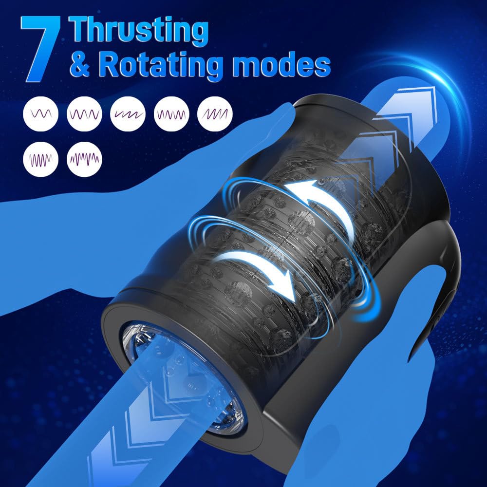 Elektrischer Masturbator für die Männer mit 7 Stoß Rotation Modi Realistische Taschenmuschi Blowjob Masturbieren Sexspielzeug Penis Trainer Sex toys für Männer Solo
