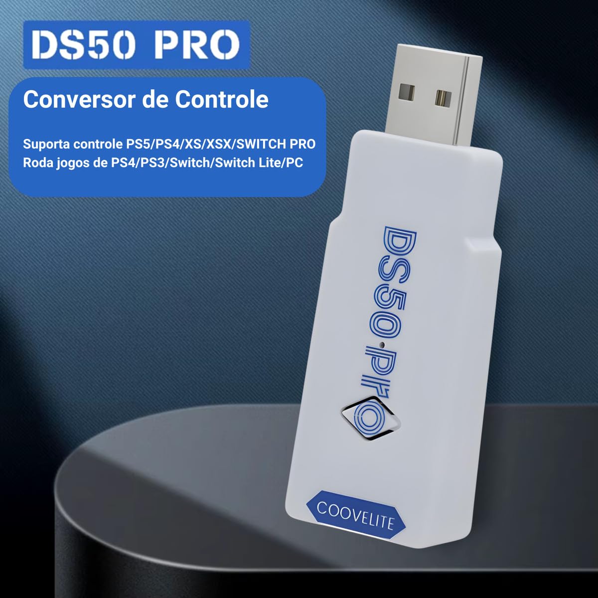 Adaptador Bluetooth DS50 PRO para Controles PS5, PS4, PS3, Xbox