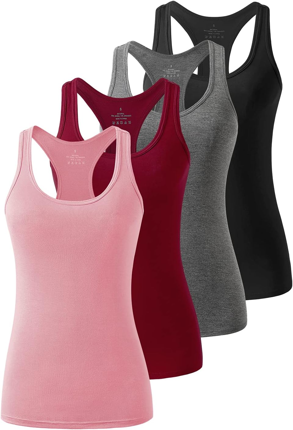 Femdouce Racerback Workout Tank top for Women Activewear Running top Yoga 4 Pack