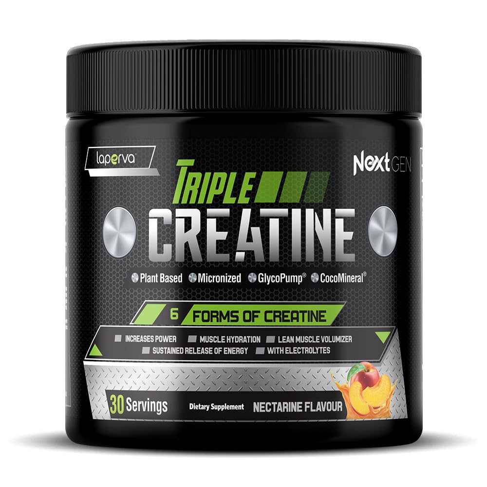 Triple Creatine - for Enhanced Muscle Power, Stamina, & Growth | Featuring Creatine HCL, Monohydrate, and Alkaline Creatine | Yeast, Dairy, Soy, and Gluten-Free (30 servings, Nectarine)