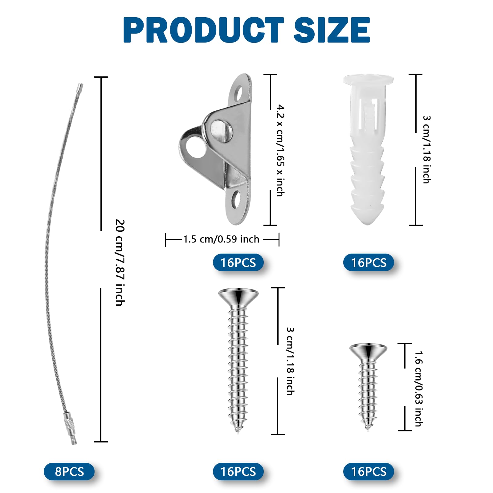 8 Packs Cabinet Safety Straps, Metal Furniture Wall Anchors Kit, Wardrobe Wall Safety Fixings, Anti Tip Furniture Straps - Image 2