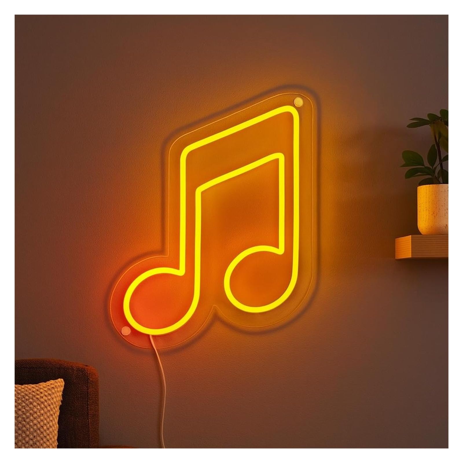 SHOUXI Sign Lamp Music Note Neon Sign, Suitable for Living Room Wall Decor with Dimmable 38cm