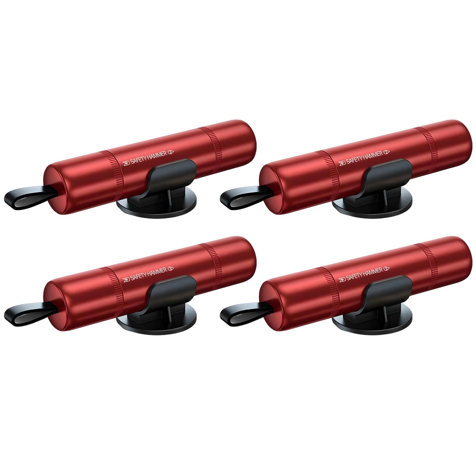 Red Emergency Window Breaker & Seatbelt Cutter, 2-in-1 Compact Tool Keychain, Aluminum Alloy Safety Hammer with Lanyard, 3.6×0.7