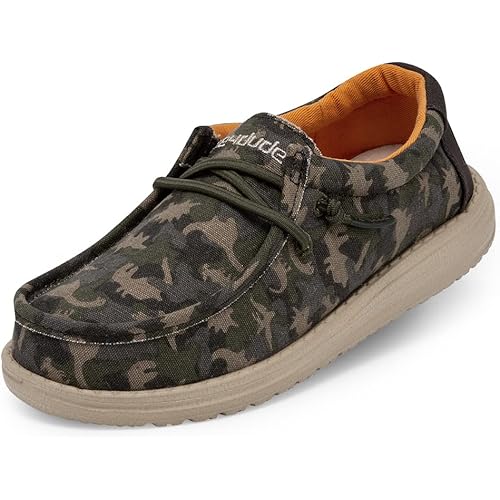 Hey Dude Boy's Wally Youth Multiple Colors | Boy’s Shoes | Boy's Lace Up Loafers | Comfortable & Light-Weight