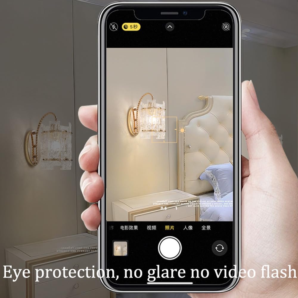 Applique da Parete Moderne per Interni con Paralume in Vetro Ondulato Lampade da Parete A Collo D'Oca in Stile Rustico per Bagno Specchiera Comodino Camera da Letto Soggiorno Corridoio