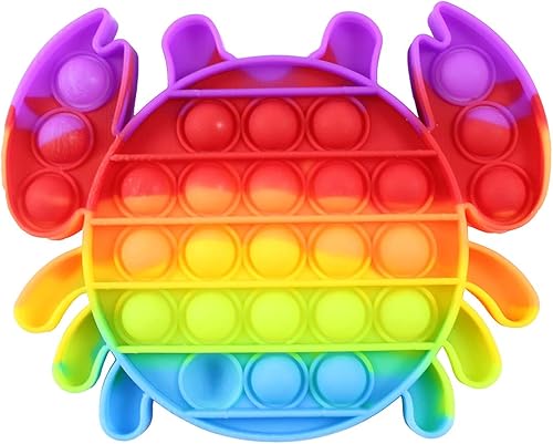 Miniatura 2 de Juguete para ansiedad de burbujas de cangrejo arcoíris – Juguete sensorial de silicona para presionar burbujas – Pop las burbujas hacia abajo y