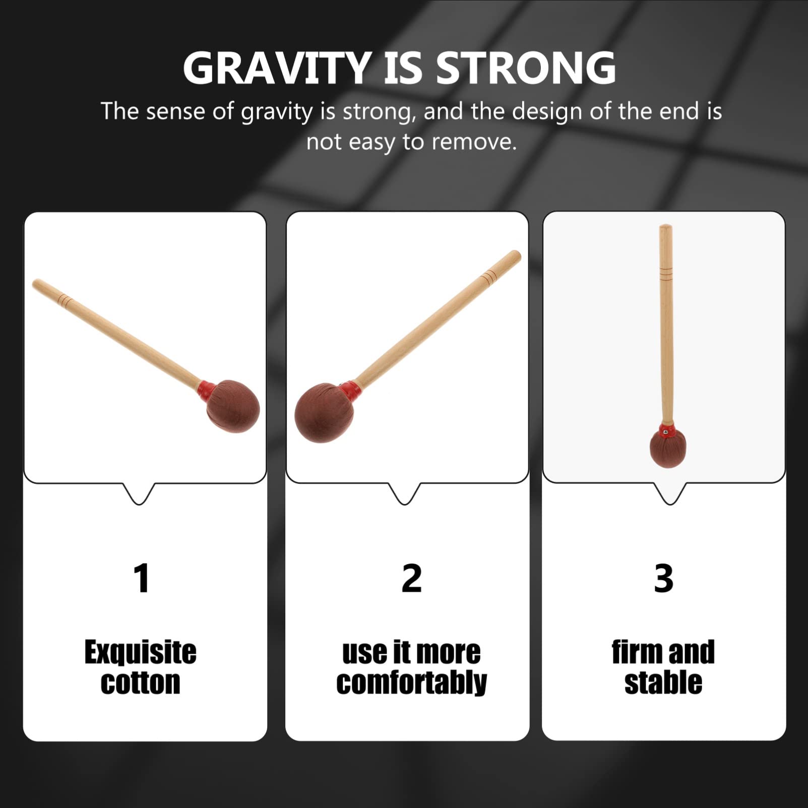 VANZACK 1Pc Bass Mallet Coffee Color Percussion Instrument Accessory for Marching Drum Lightweight and Portable for Professionals and Students Music Development