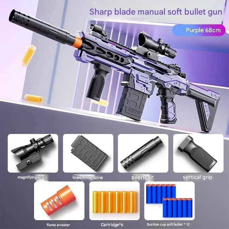 Image of Scar-L Soft Bullet Gun for Kids, Manual Blazetrom Soft Bullet Mchine Gun for Boys, Realistic Shooting Playing Machine Gun with Foam Bullet, Scope & Magazine Spiner Guns for Adults