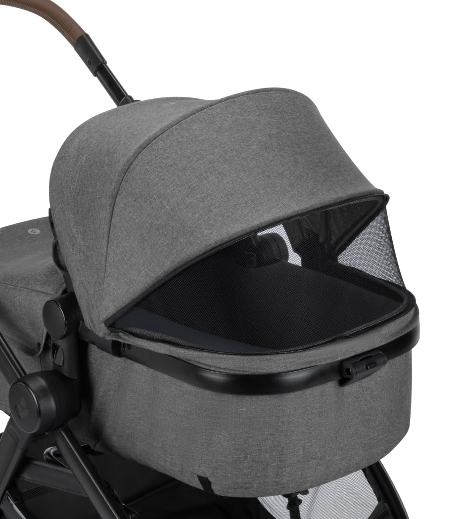 Maxi-Cosi Zelia S Trio2 Passeggino neonati 3 in 1, 0-4 anni, fino a 22 kg, Trio completo con passeggino reclinabile convertibile in carrozzina, seggiolino auto i-Size e borsa passeggino, Grigio Scuro
