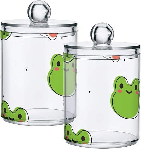 Apothecary Tarros organizador de almacenamiento de baño con tapa, recipiente de almacenamiento de 14 onzas, lindo tarro de plástico transparente de