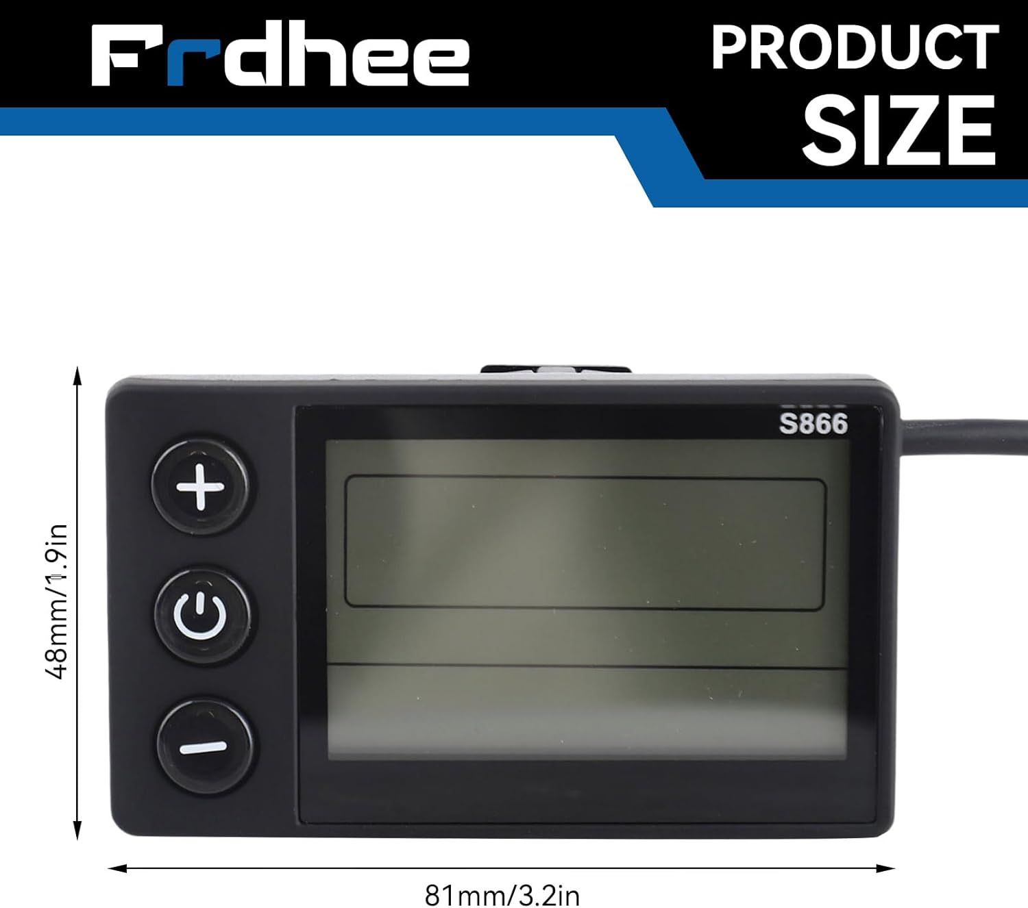 Electric Bike LCD Display Meter, 24V-60V E Bike Display Meter Control Panel with SM Plug Conversion Kit for Electric Scooter 22.2mm/0.9in Handlebars