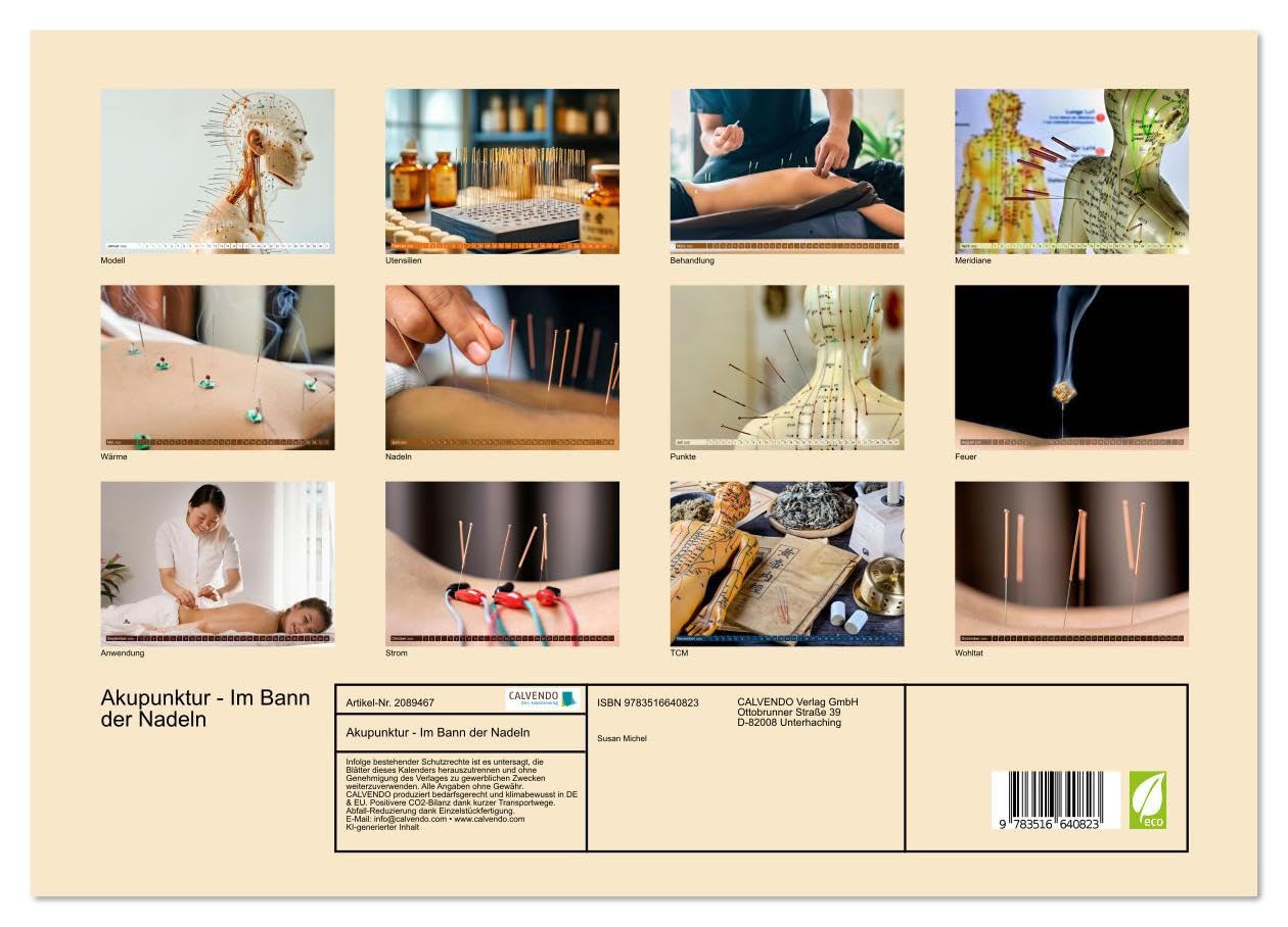 Akupunktur - Im Bann der Nadeln (hochwertiger Premium Wandkalender 2026 DIN A2 quer), Kunstdruck in Hochglanz: Jeden Monat im Einklang mit dem Qi (CALVENDO Gesundheit)