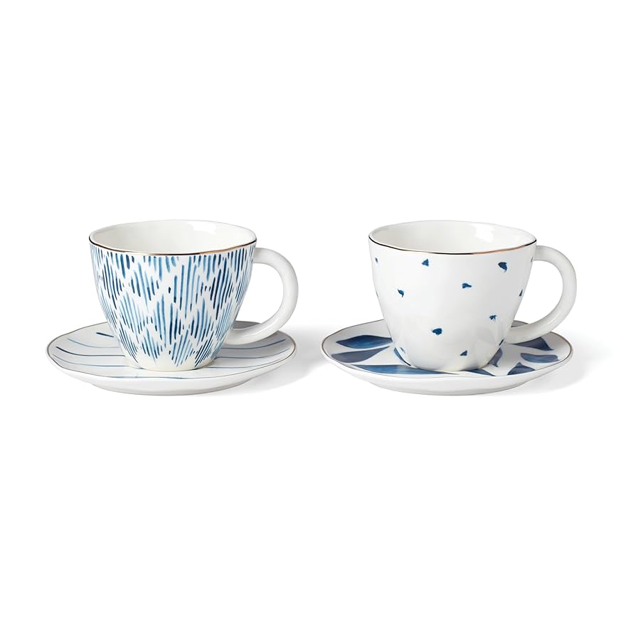 Amazon.com | Lenox Blue Bay 4-Piece Teacup & Saucer Set