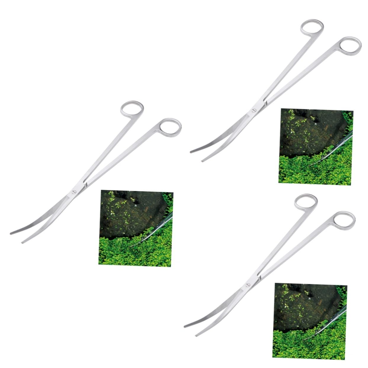 Yardwe 3 Piezas 25 Tijeras Punta Curva Tijeras para Acuario Tijeras para Cortar Plantas Tijeras para Plantas acuáticas Pinzas para Plantas acuaticas Tijeras para Plantas peceras