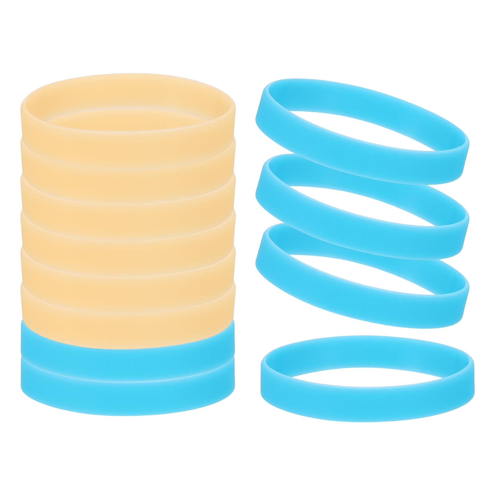 YELARXI Rubber Bracelets, Glow in the Dark Silicone Bracelets Wristbands for Adults Glow Wrist Band 12 Pcs & Blue, Orange-Fitting for (Glow Party/Sport/Teen Games/Team Favors)