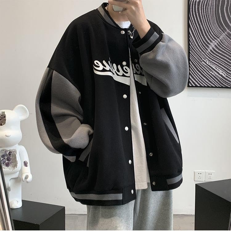 Y2k Grunge Fleece Baseball Uniform Baggy Embroidery Streetwear for Men Button on Jackets Oversized Acubi Outwear4