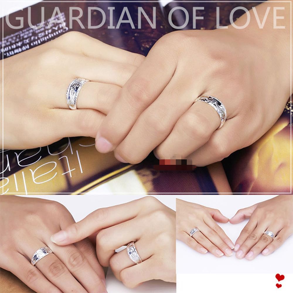 Fedi Nuziali in Argento Con Drago E Fenice Da 999 Piedi, Per Uomini E Donne Anelli in Argento Sterling Con Coppia Regolabile Aperta Alla Moda Gotica